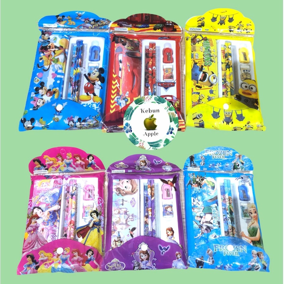 

Set Tulis Anak Karaker 6 in 1/ Set Tulis Anak Karakter Perlengkan Sekolah + Kotak Pensil Kaleng & Pouch