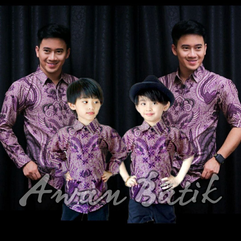 TERBARU Couple sweet || couple batik ayah dan anak cowok BATIK lilac Batik Ungu