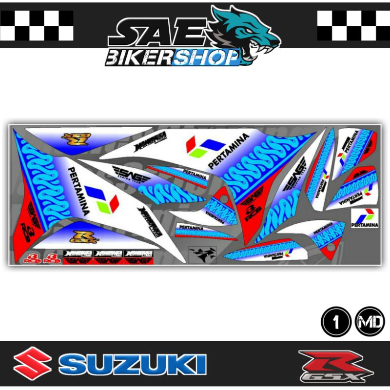Striping Sticker Stiker GSX R 150 Mandalika Racinh Team