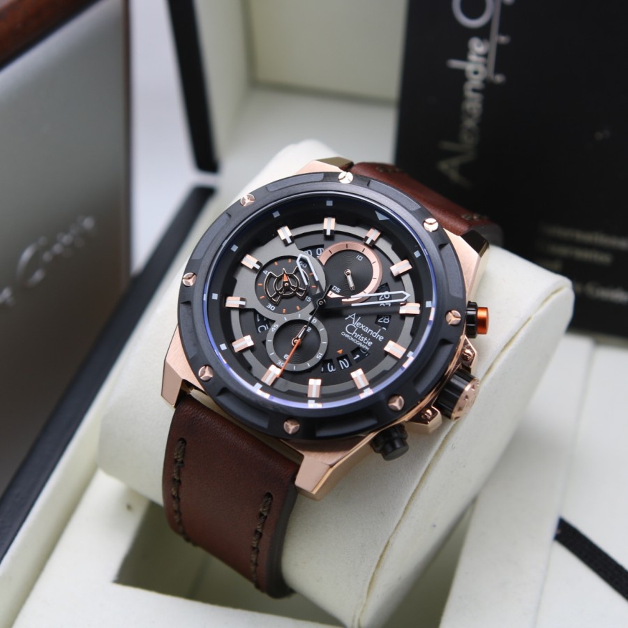 ORIGINAL Jam Tangan Pria Alexandre Christie AC 6506 AC6506 / 6506 Garansi Resmi 1 Tahun, Leather &amp; Rubber