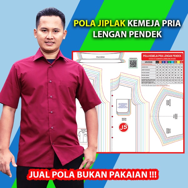 Pola Jiplak Kemeja Pria Lengan Pendek [ Pola Baju Jamblang Studio ]