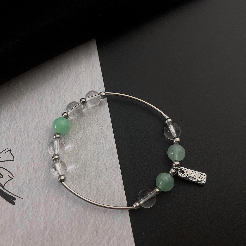 Amass fortunes mint hijau beaded gelang wanita In special interest Desain tinggi rasa Beruntung gela