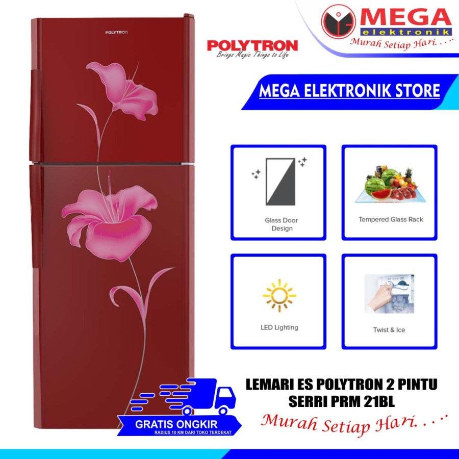 LEMARI ES POLYTRON 2 PINTU PRM-21BL / PRM 21 BL / PRM21BL KULKAS
