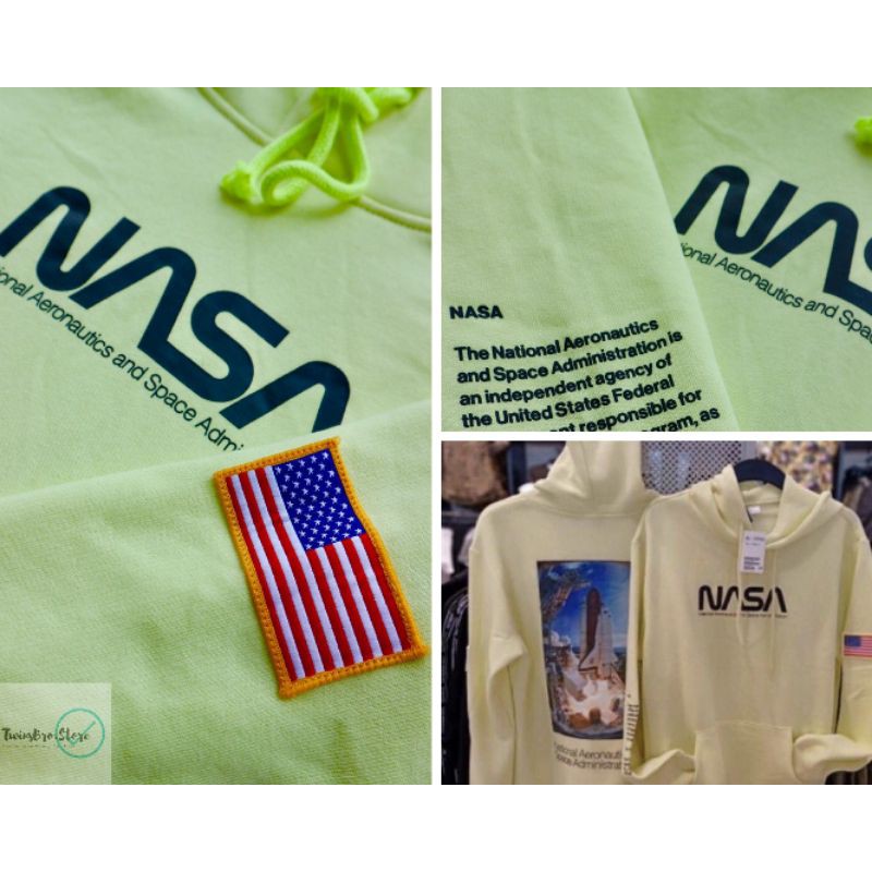 Jaket Hoodie NASA Best Quality Warna Hijau Terang