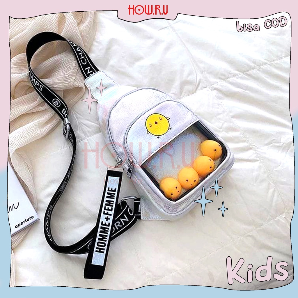 HOW.R.U | Tas Pinggang Hologram / Waist Bag Include Squisy Bebek 01204