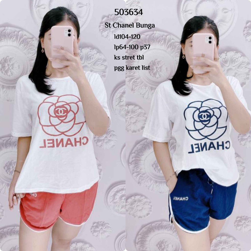 SETELAN KAOS+CELANA WANITA IMPORT PREMIUM CHANEL 503634