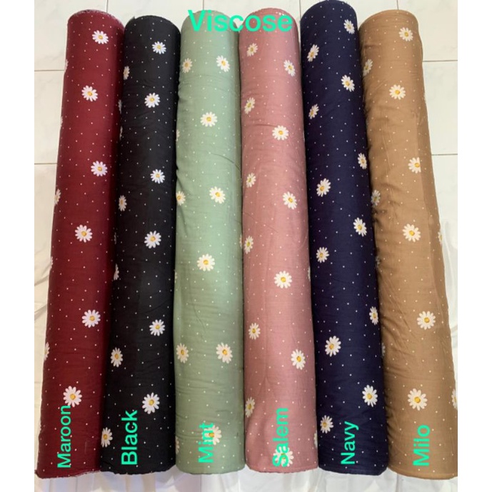 JUAL KAIN KATUN RAYON ECER Motif Daisy bunga bunga