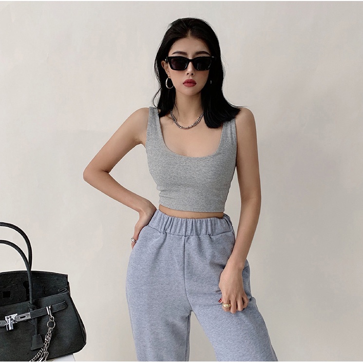 【LIVIAHOME】Square Neck Basic Cropped Tank Top 7289 (S/M/L)