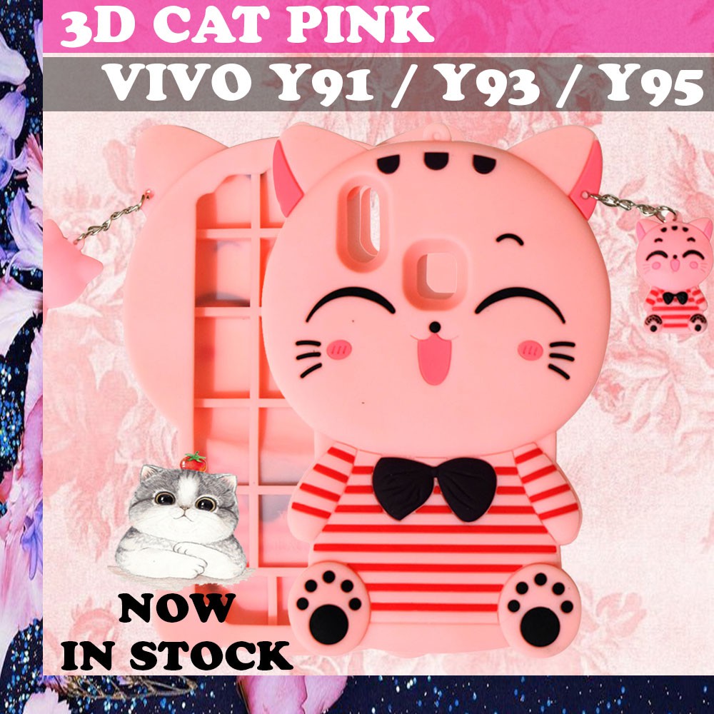 Softcase 4D Xiaomi Redmi Note 8 Pro Silikon 3D Pink Cat Lucky Cat / Silikon Case Soft Case-kucing pink