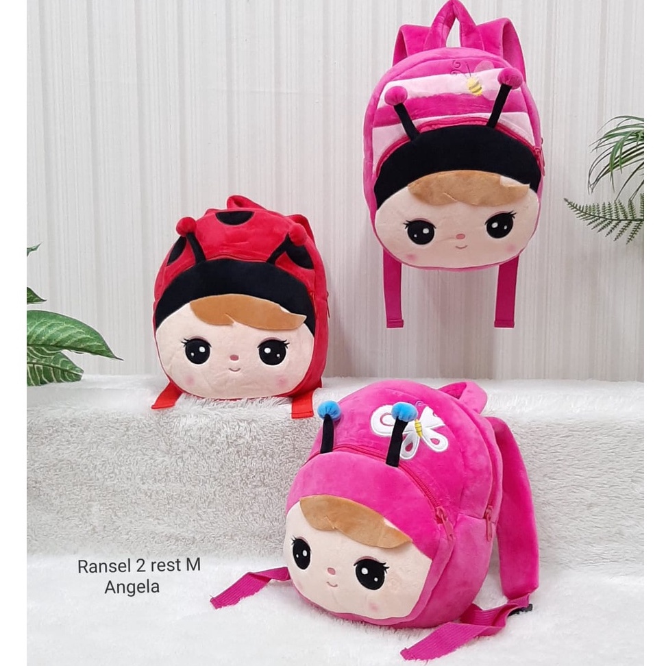 Toysopedia Tas Ransel Anak Cewek Angela 2Resleting Size M/Backpack Anak Paud/Kado Tas Anak