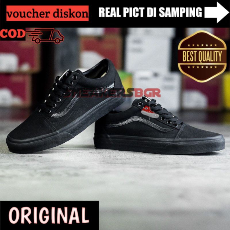 VANS OLD SKOOL CLASSIC BLACK BLACK BNIBWT | sepatu vans | vans old skool | vans hitam