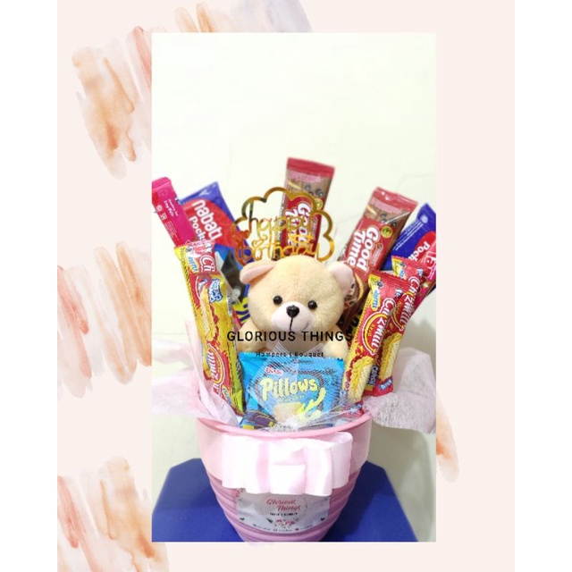 

box parcel boneka hampers anniv ultah kado wisuda snack murah