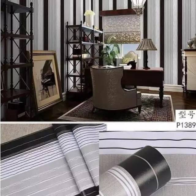 WALLPAPER DINDING MOTIF SALUR HITAM ABU