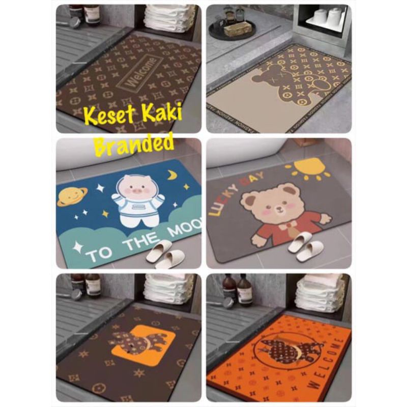 Keset Kaki Motif  /Keset Kaki  40x60cm Printing Motif Branded Herms Mewah Alas Kaki Anti Slip