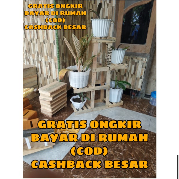 RAK SERBAGUNA SUSUN 5 POT/ RAK BUNGA UNik/ RAK GANTUNG KAYU / RAK BUNGA MURAH