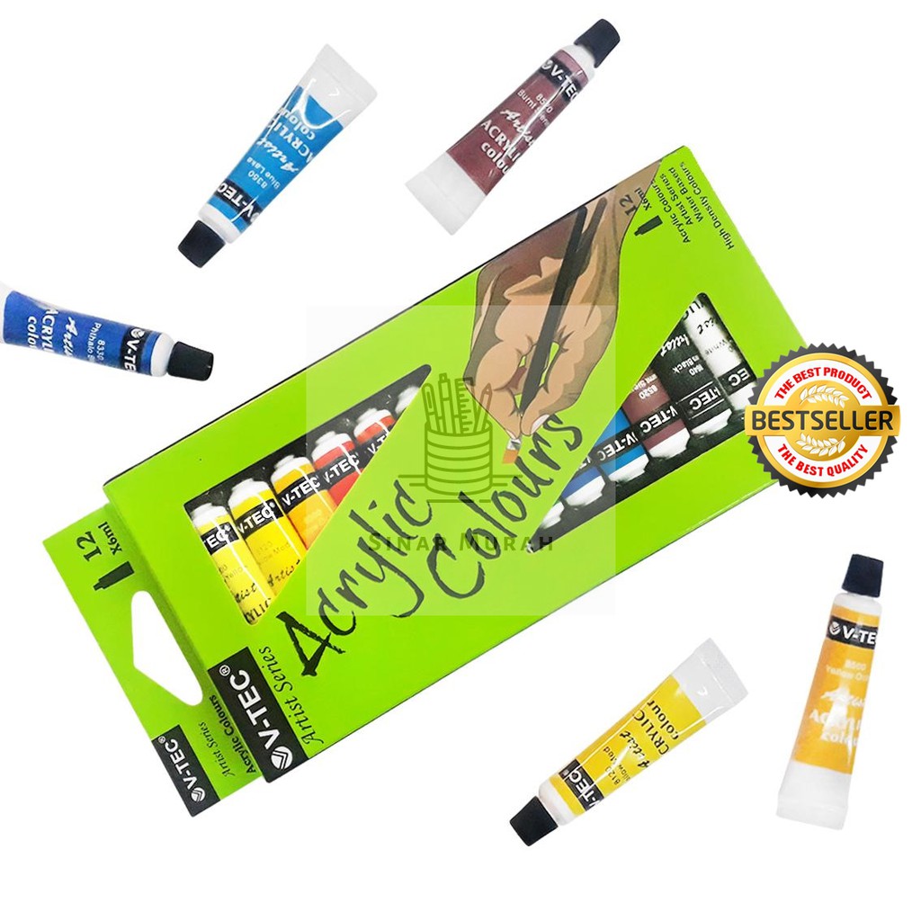 

V-tec Acrylic Colour Set 12 x 6 ml / Cat akrilik set 12 warna
