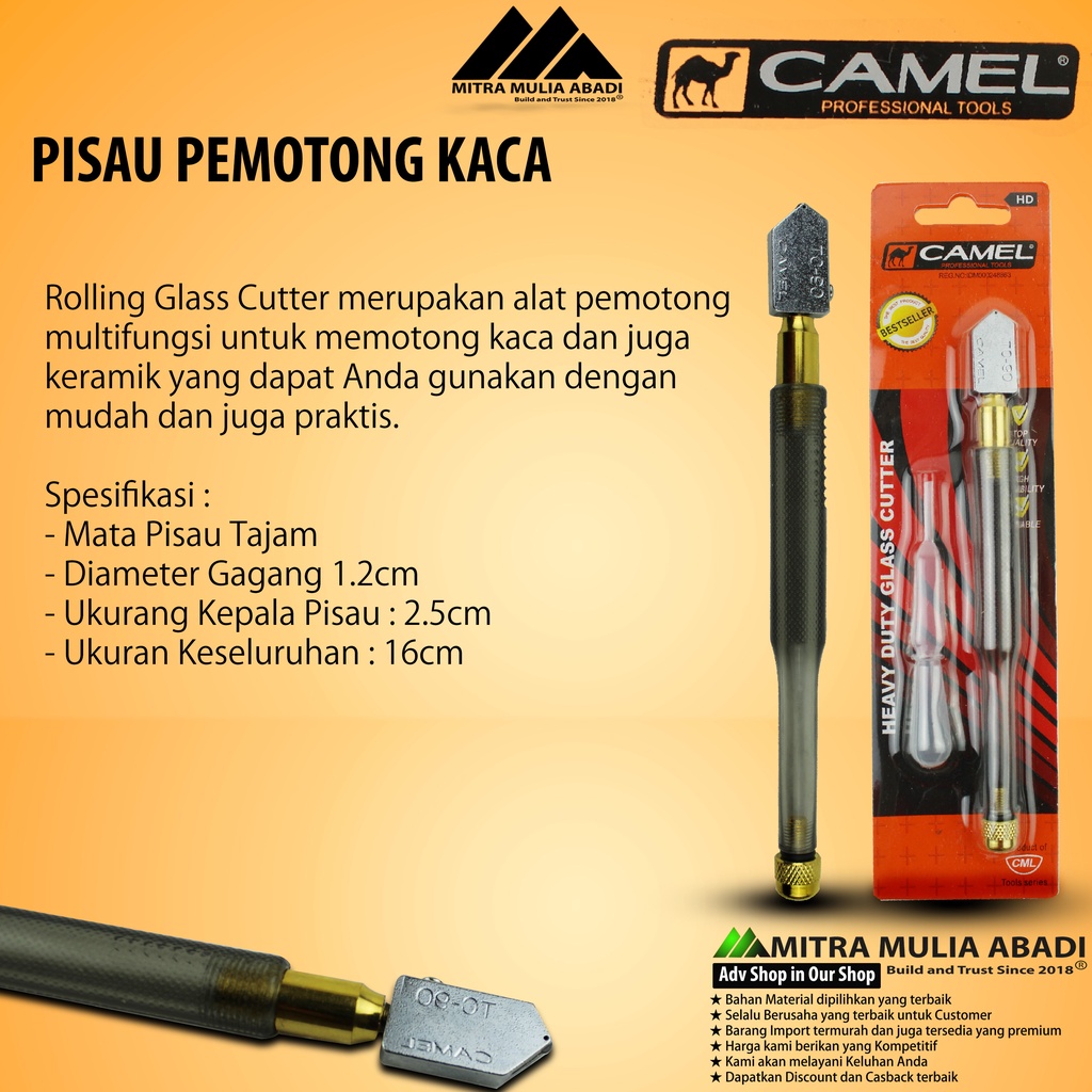 Pisau kaca / Alat Pemotong Heavy Duty / Pisau Potong Kaca HD Camel