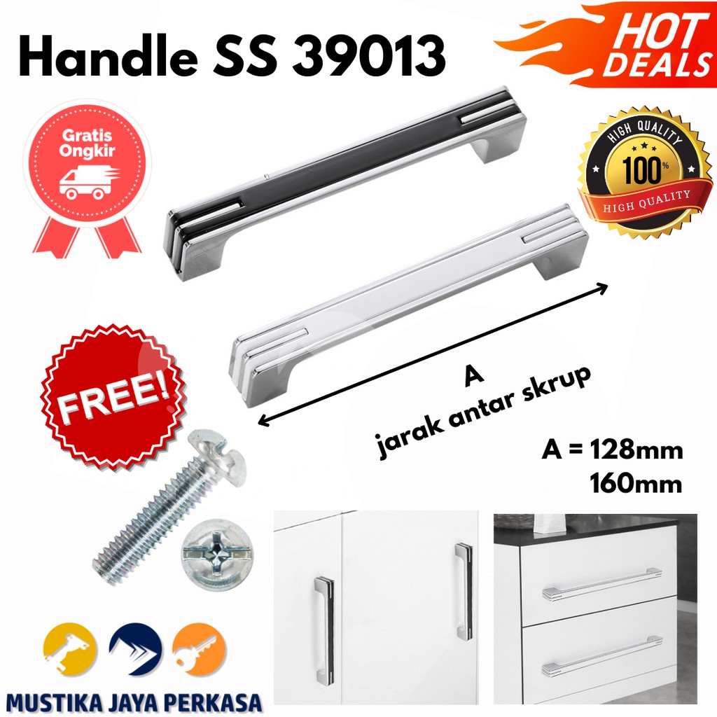 Handle Tarikan Lemari Stainless Steel Hitam Putih Handle Lemari Unik 39013