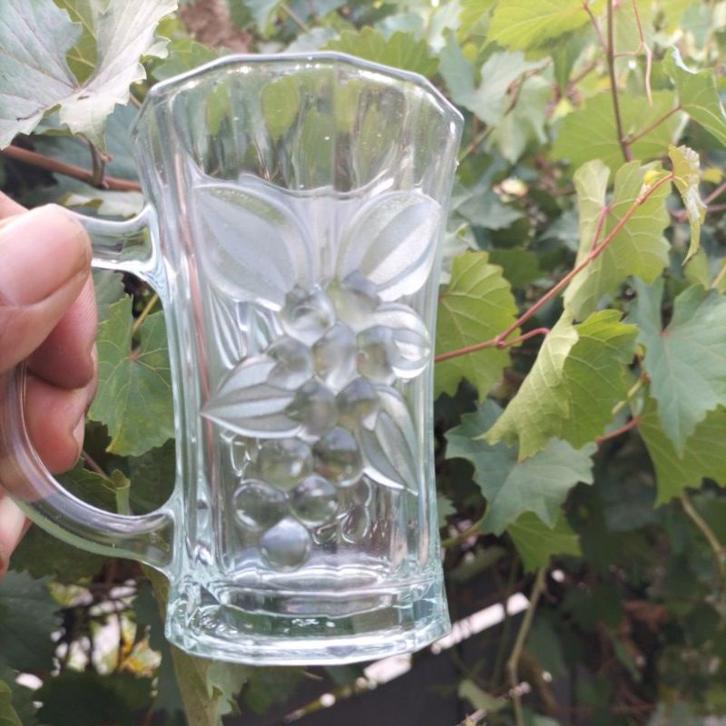 news paling murah 2pcs gelas kaca motif bunga/gelas kopi/gelas gagang/gelas murah/cangkir kopi