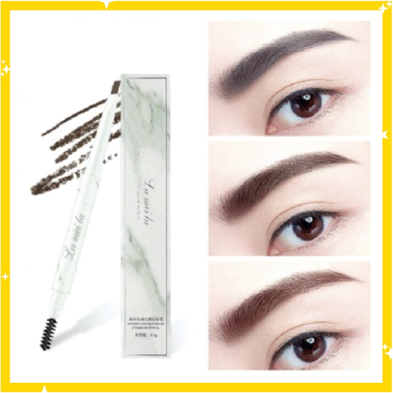 LAMEILA Pensil Alis 2 in 1 Eyebrow Kepala Ganda dengan 7 Warna LA001 801