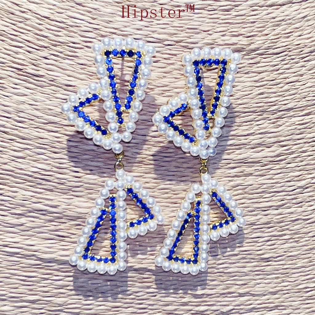 Personalized Fashion Pearl Female Earrings 925 Silver Blue Moissanite