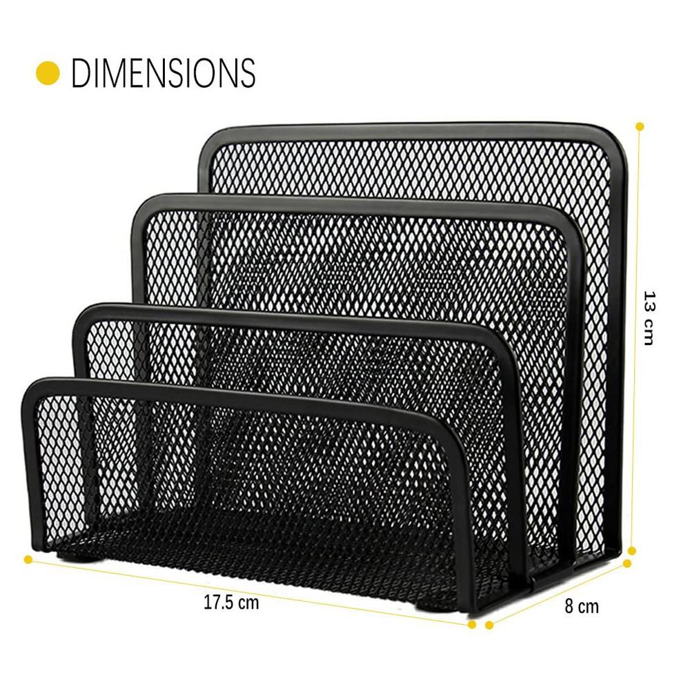 [Elegan] Bookends Metal Mesh Black Desk Organizer Book Holder Meja Surat Organizer Kertas Organizer Tempat File