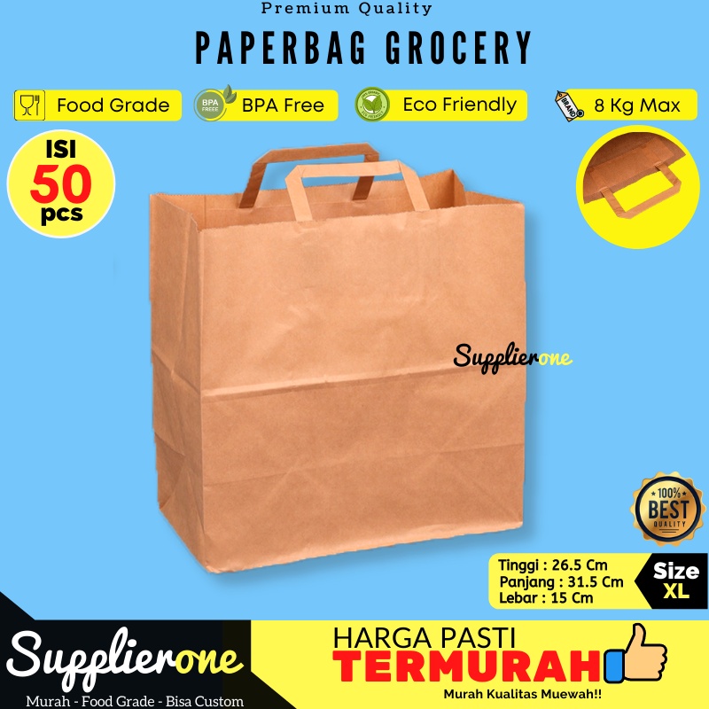 Goodie Bag Paper XL  / PaperBag kertas / Kantong Kertas coklat / Paper Bag / Tas Makanan / Paper Bag
