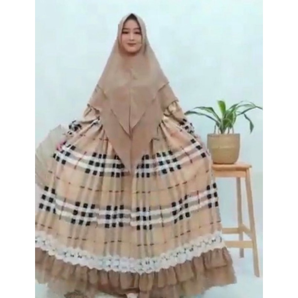 gamis WARDIANA motif kotak warna coklat