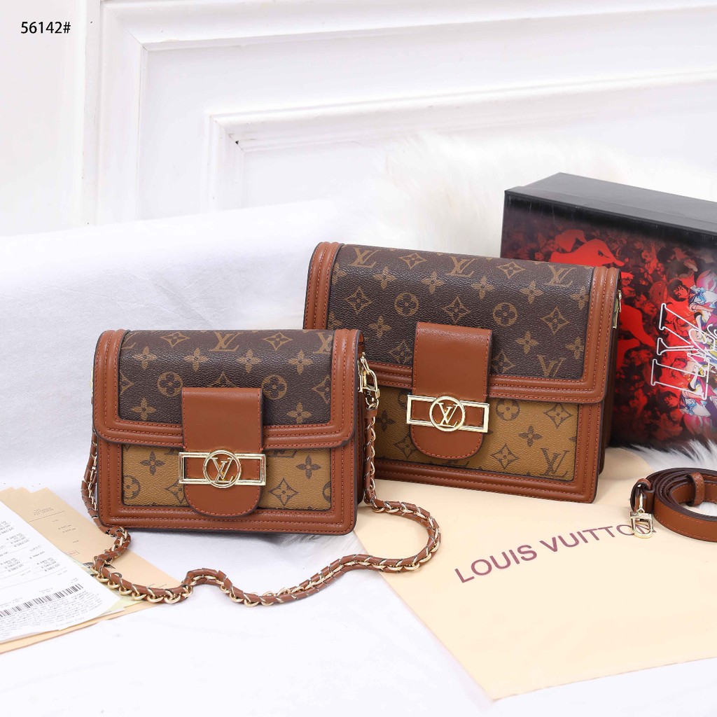 Fashion L V  Dauphine Monogram Reverse MM Brown 56142