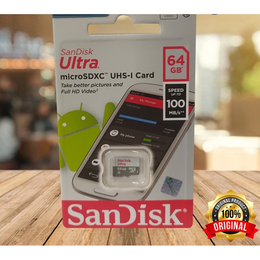 Memory Card Micro SD SANDISK 64GB Class 10 Speed 100 MBPS ULTRA SDXC