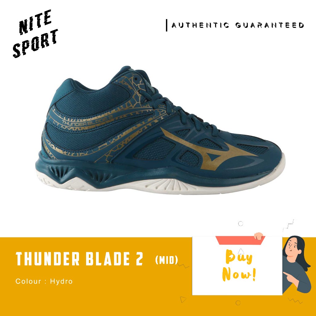 Sepatu Volly Mizuno Thunder Blade 2 Mid Hydro 8382 C Legion Blue