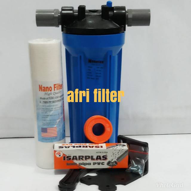 Paket Hemat Saringan air/ Filter Air (Untuk Air Kotor) Blue 10&quot; drat 3/4&quot;