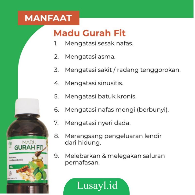 Madu Gurah Fit Obat Flu Batuk Gurahfit Obat Herbal Sakit Tenggorokan Sesak Nafas Sinusitis Asma TBC 280Gr