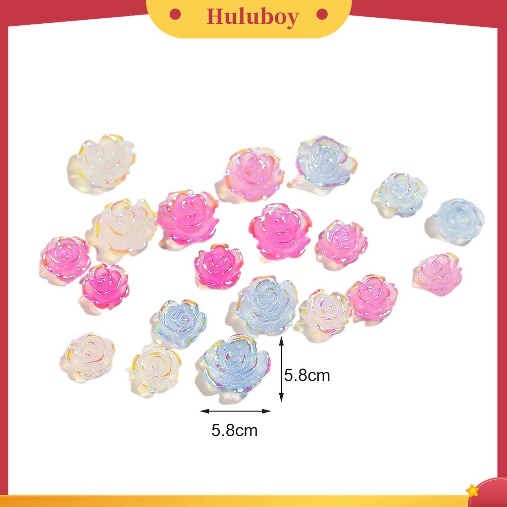 Huluboy Huluboy♡ 20 Pcs Aksesoris Berlian Imitasi Bentuk Bunga Camellia Untuk Dekorasi Kuku Wanita