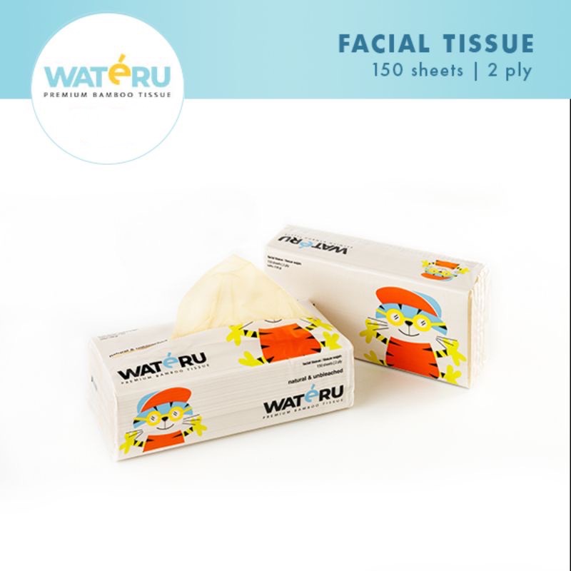 WATERU PREMIUM BAMBOO FACIAL WIPES 2PLY 150S