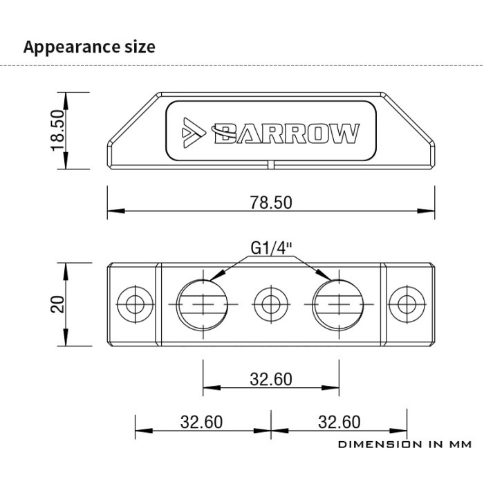 BARROW BSHQT-PA Acrylic Change Direction Top-Side GPU Block Bridge