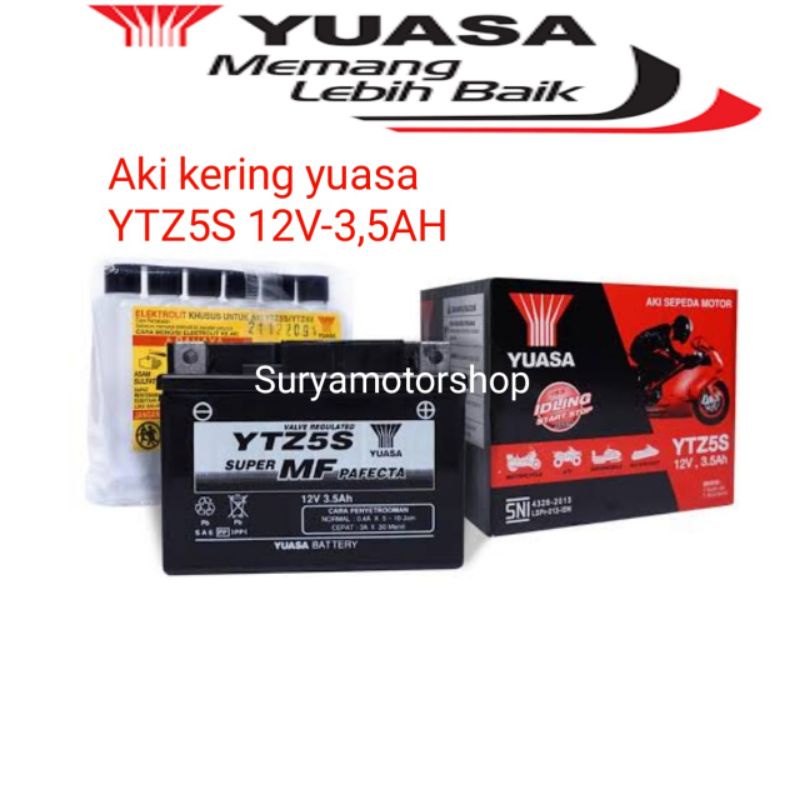 AKI YUASA YTZ5S 12V-3,5AH BEAT VIXION VARIO REVO 110 SCOOPY MIO J FINO KHARISMA DLL AKI KERING MOTOR