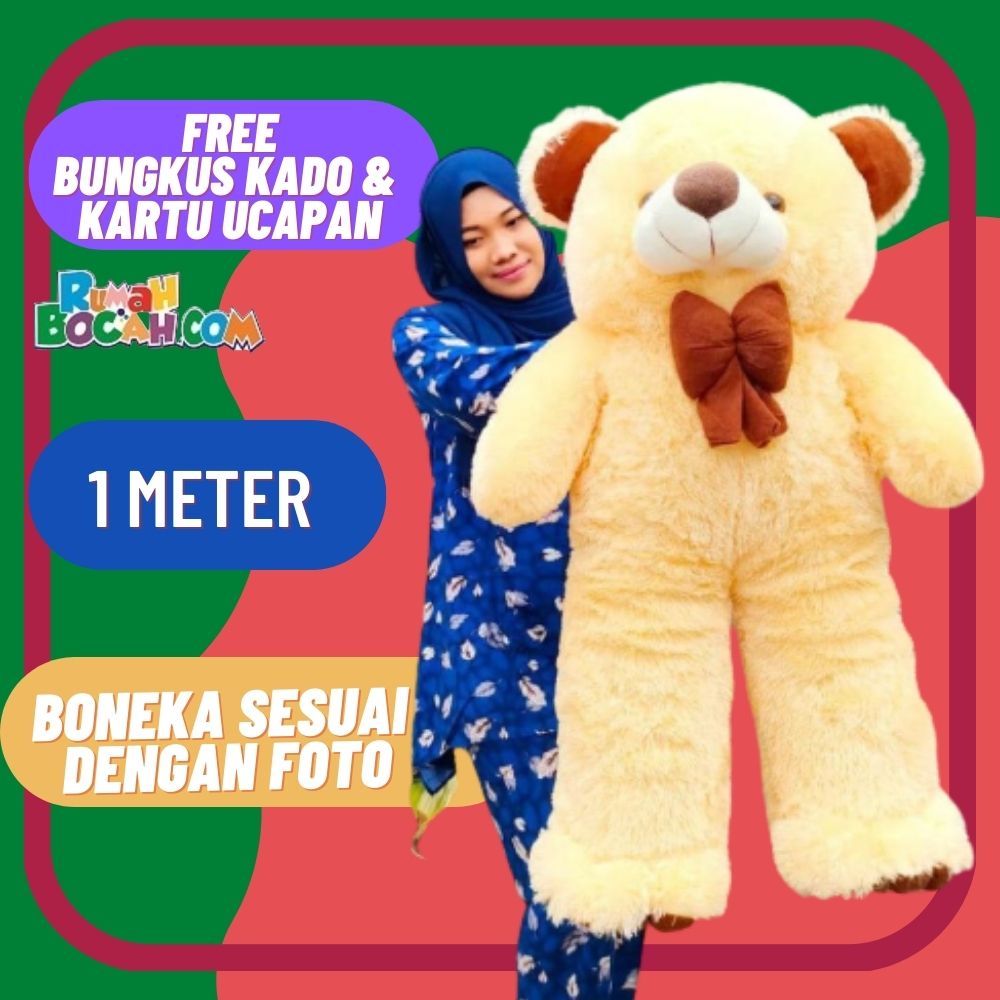 Boneka Beruang 1 Meter Teddy Bear Beruang Jumbo Besar Sujum Cream untuk Kado Ulang Tahun Kado Annive