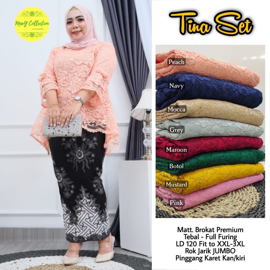 Tina Set Kebaya Murah Broklat Premium Tebal Full Furing Ld 120 cm