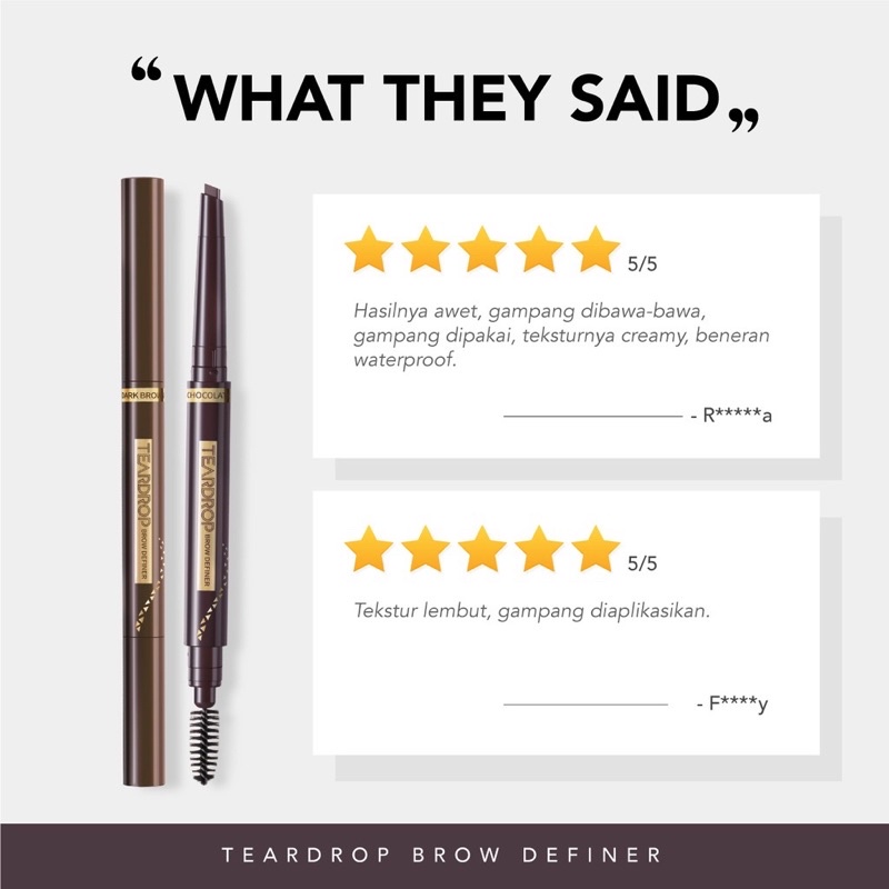 YOU Teardrop Brow Definer | Pensil Alis Waterproof Tahan Lama