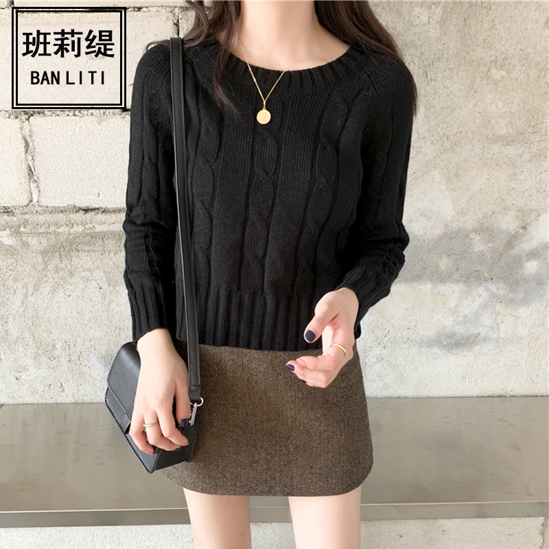 Sweater Rajut jumbo cewek wanita lengan panjang Baju import wanita kaos knit puith