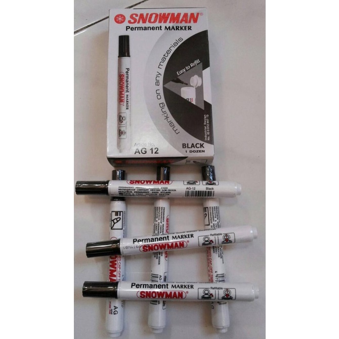 

Spidol Snowman Permanent Marker Ekonomis AG 12 / Tinta Permanen AG-12