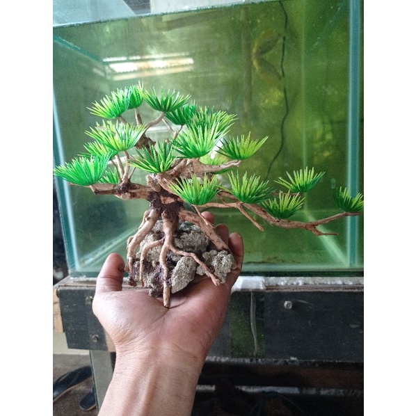 bonsai doyong daun sinteti/plastik aquarim