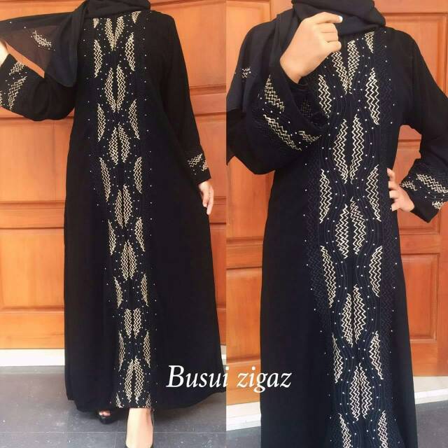 BEST SELLER !!! ABAYA HITAM BUSUI ZIGAS + PASMINA 1 STEL