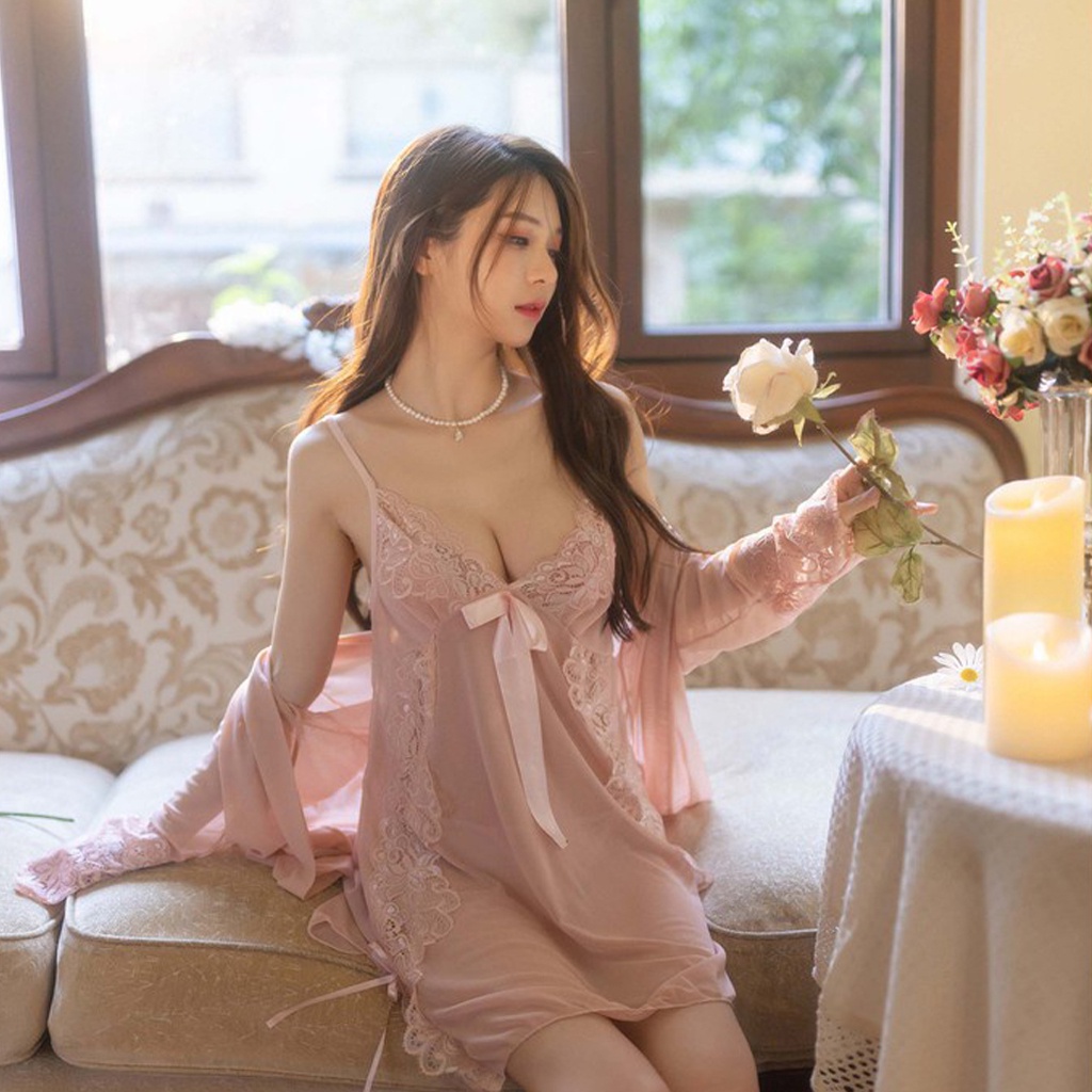 ❤️GTB❤️ Lingerie Sexy Dress dan Kimono (Free G String) Lingerie Baju Tidur Dewasa Sexy B069