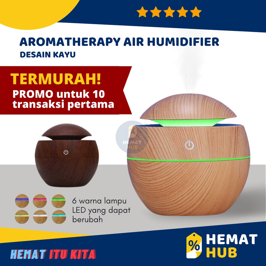 Air Humidifier Aromatherapy 130ml RGB Night Light Pelembab Udara Aromaterapi Ultrasonic Diffuser