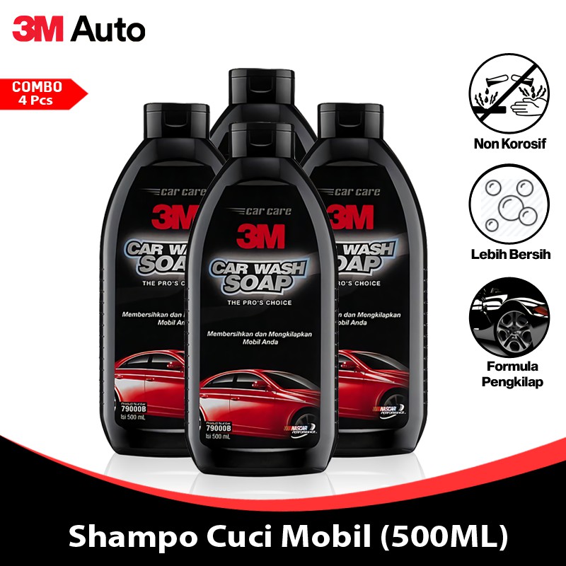 3M Auto Sabun Cuci Mobil 500 ML COMBO 4 Pcs Car Wash Soap Shampo Motor Non Korosif CMB04-3M-79000B