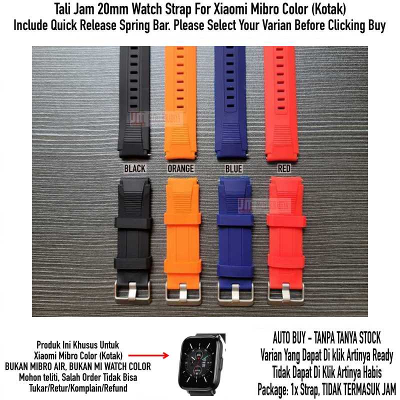 SIKAI Wide Watch Strap Xiaomi Mibro Color (Kotak) - Tali Jam 20mm Rubber Sporty Silikon