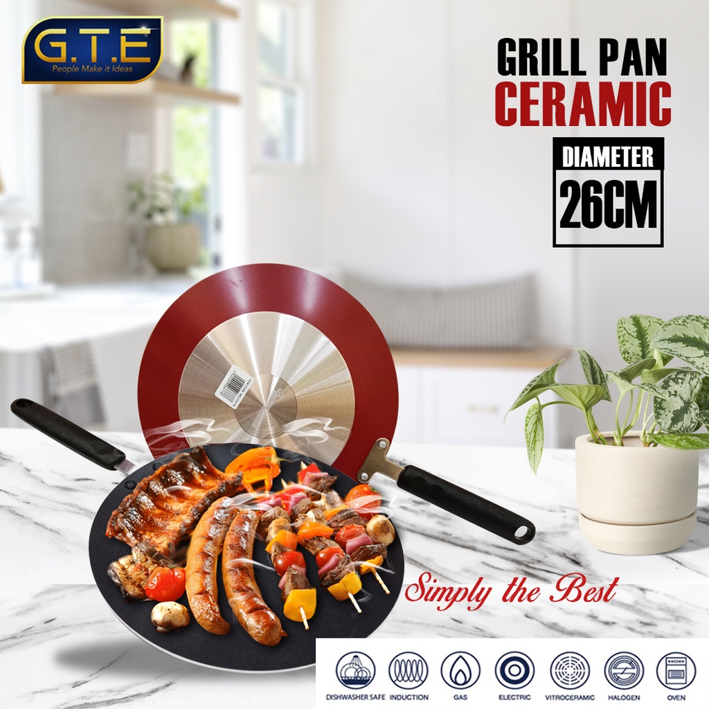 GTE | Teflon Anti Lengket 26 cm Venice Satay Pan Ceper Untuk Crepes / wajan datar pemanggang sate / martabak Satay Pan