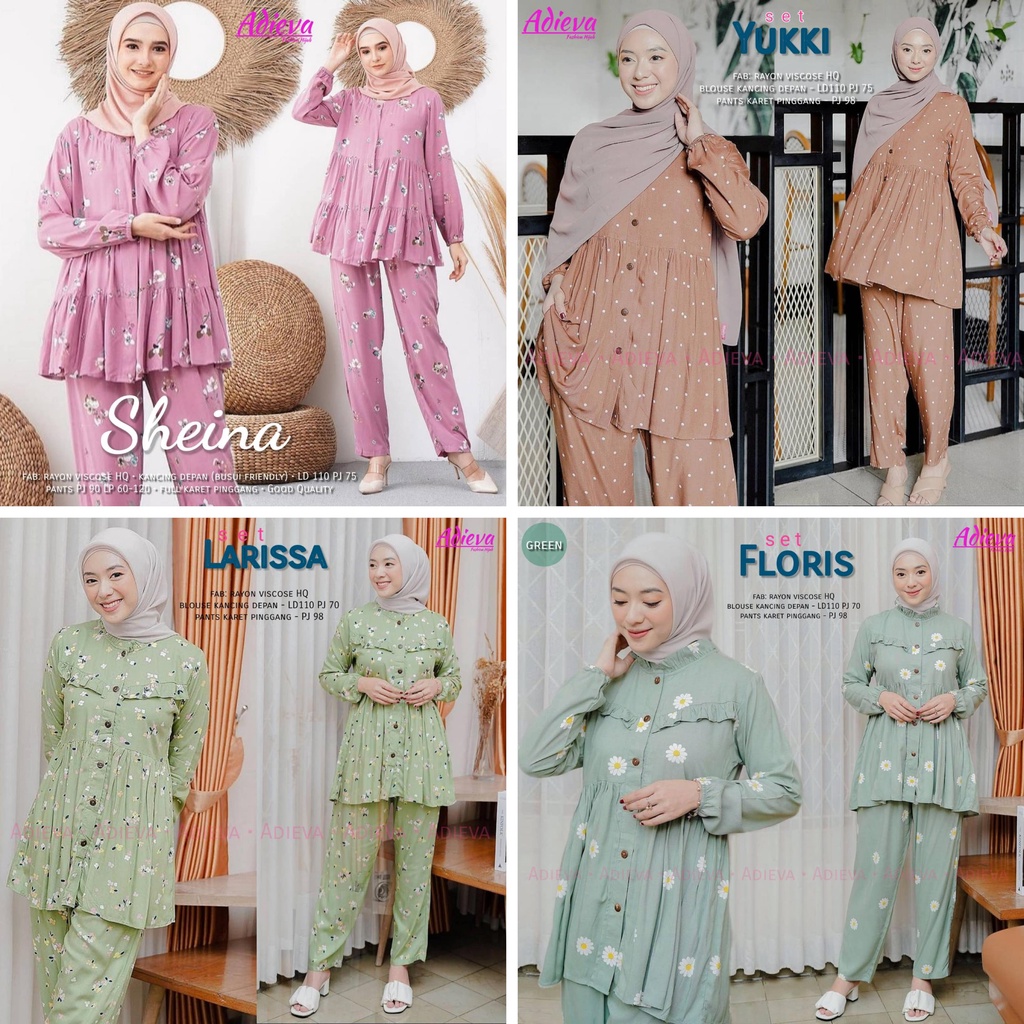 Baju Setelan One Set Pajamas Motif Original Mat Rayon Viscose